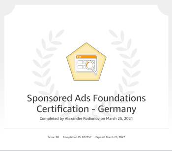 Amazon Sponsored Ads Foundations Zertifikat