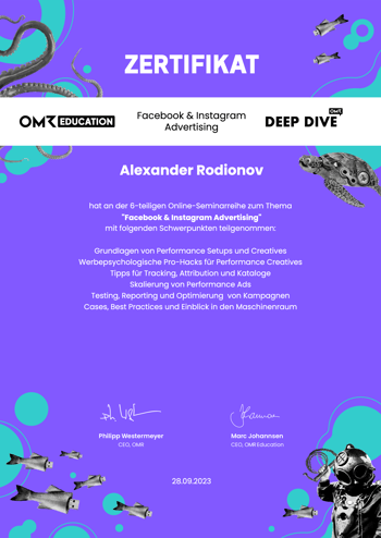 OMR Education Facebook & Instagram Advertising Deep Dive Zertifikat