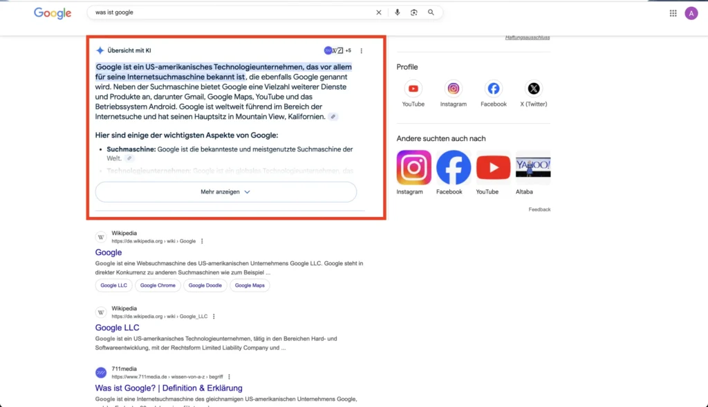 Übersicht mit KI