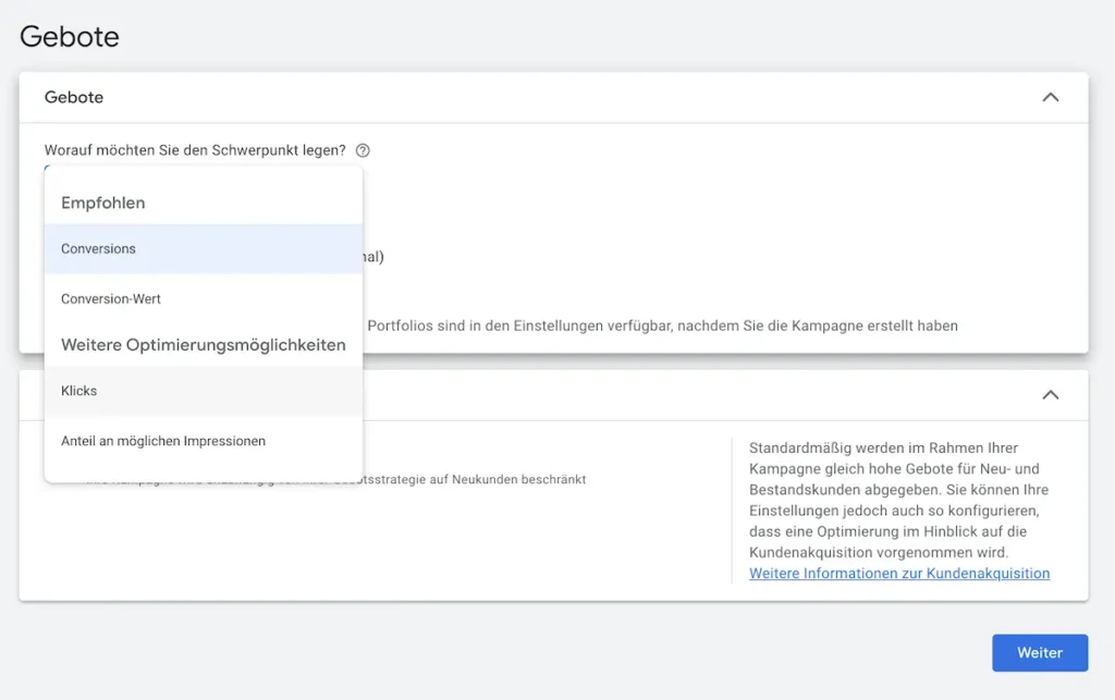 Google Ads Gebotsstrategien