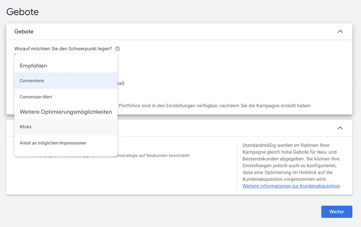 Google Ads Gebotsstrategien