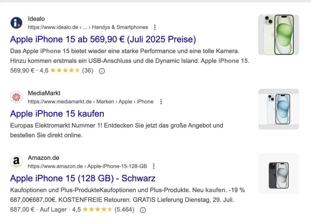 Google Rich Snippets Produkte