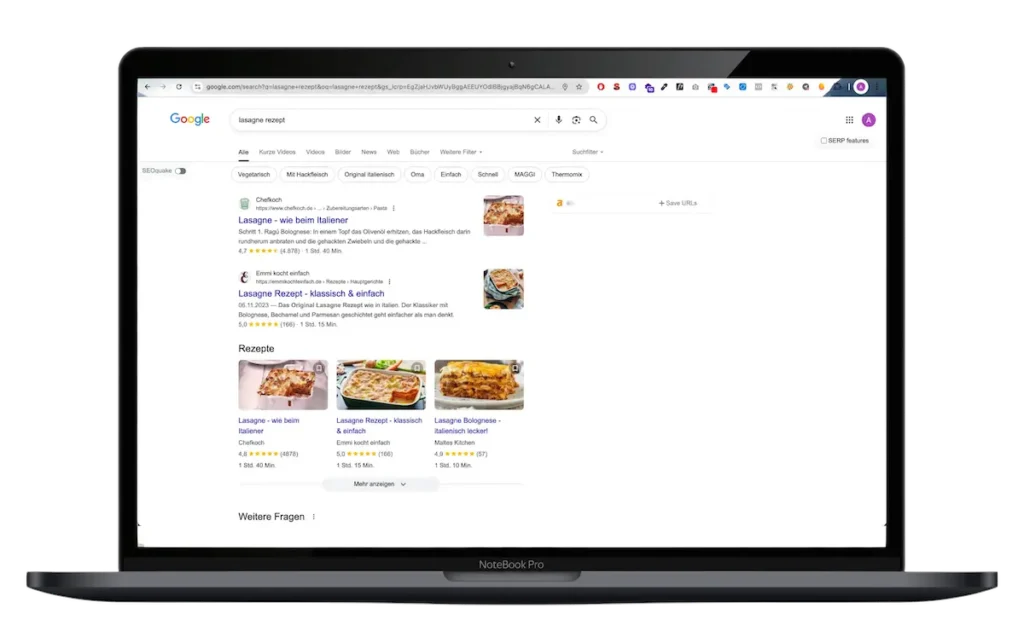 Google Rich Snippets Rezepte