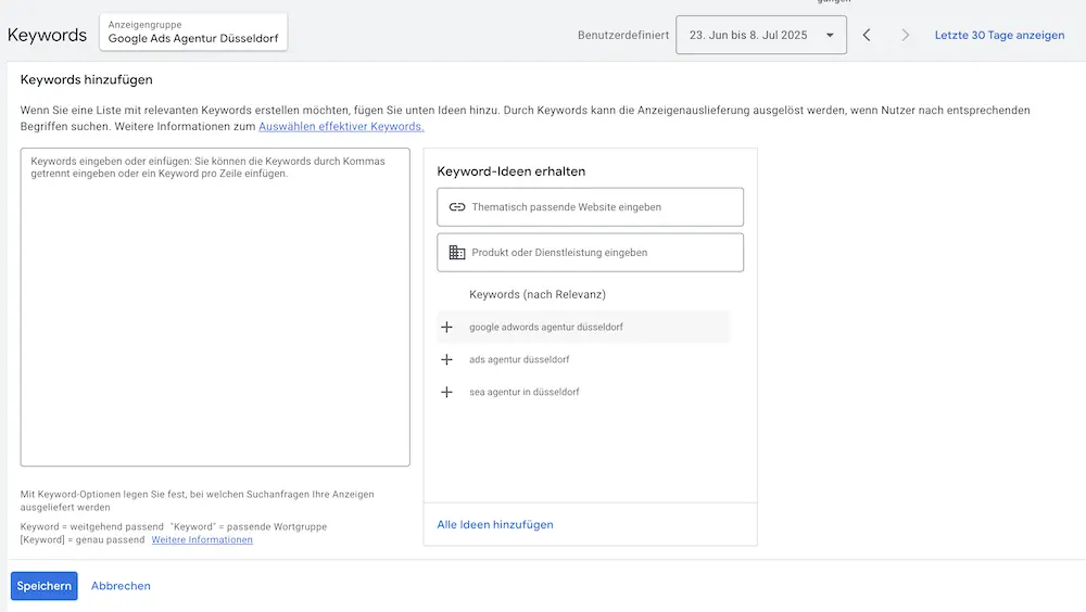 Google Ads Keywords