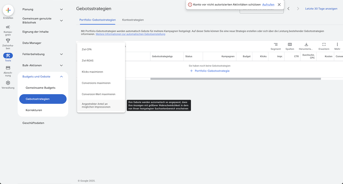 Welche Gebotsstrategie Google Ads?