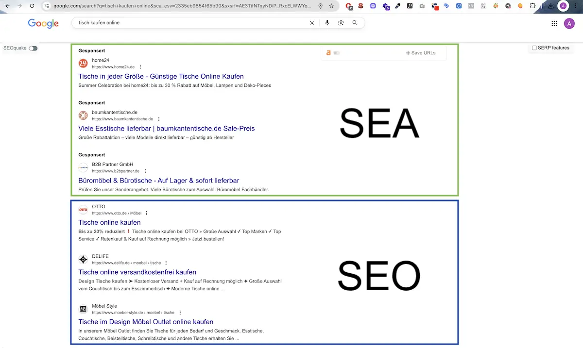 seo sea unterschied serp